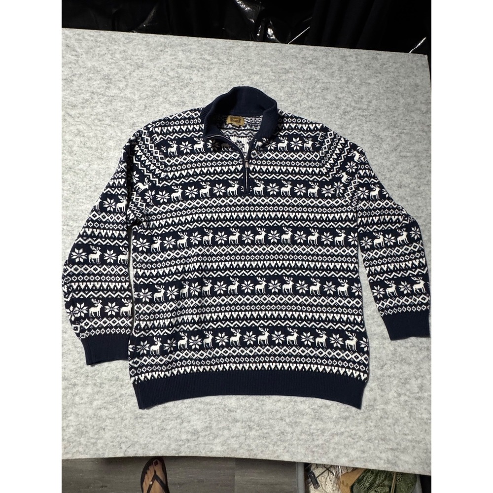 Foundry Supply Co Mens 3XL Fair Isle Sweater Nordic Snowflake Quarter Button p